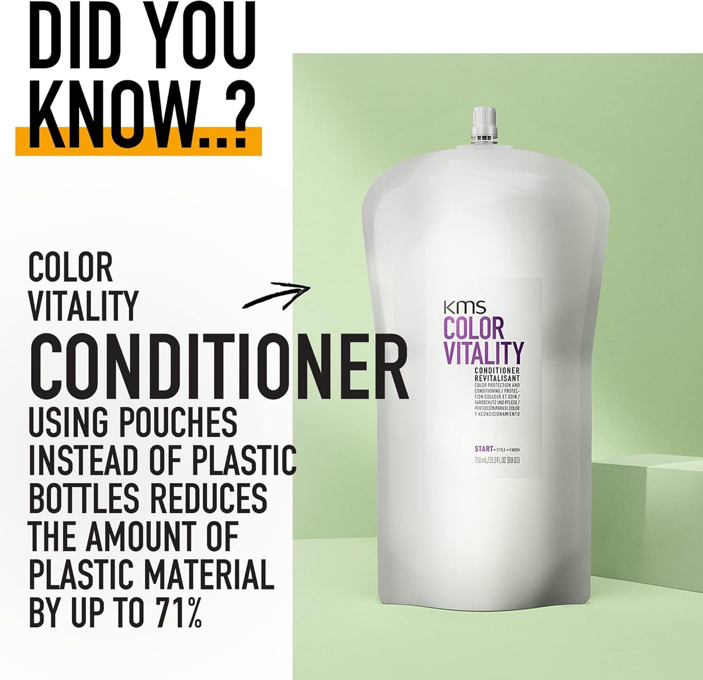 KMS ColorVitality Conditioner Pouch, 750ml for coloured hair