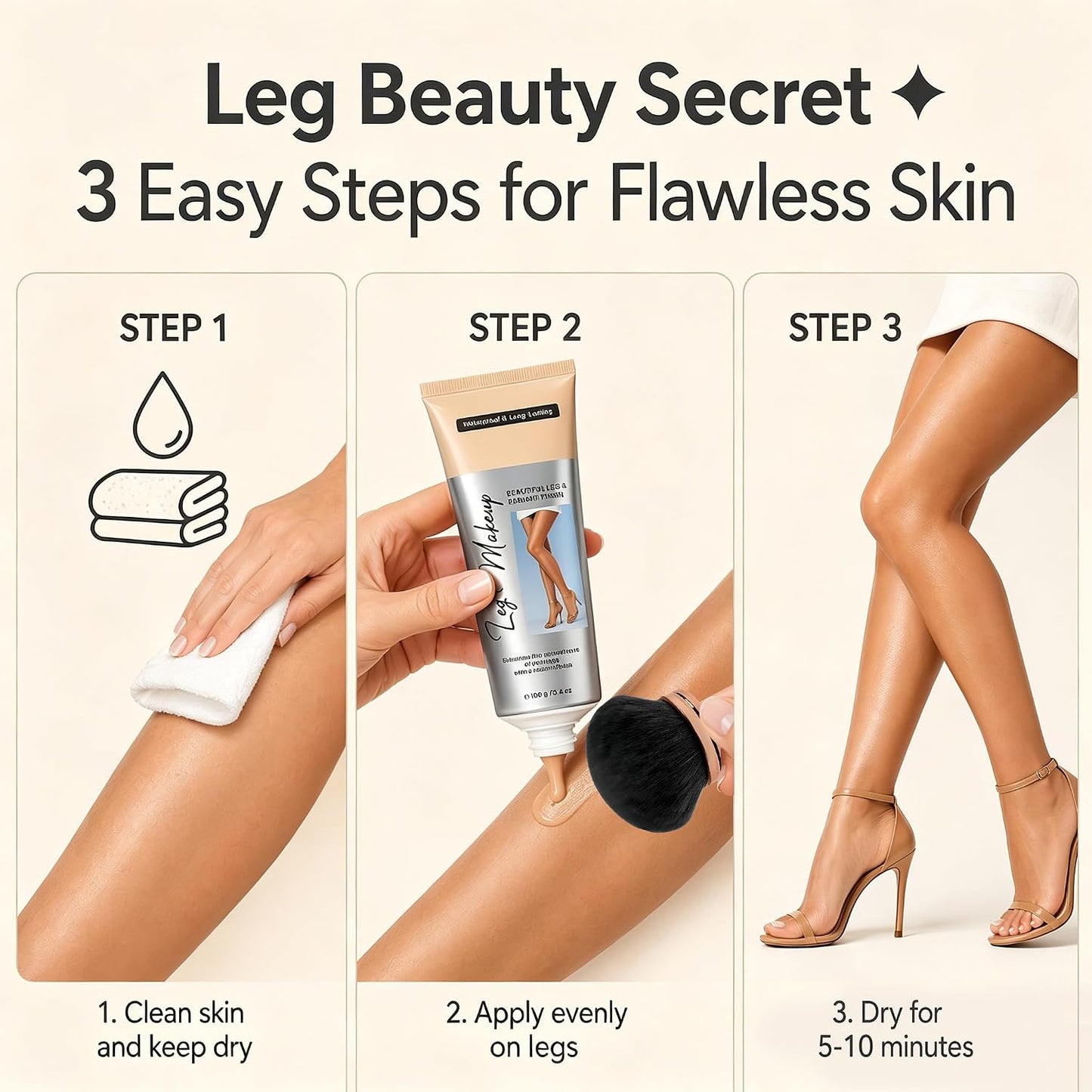 MiracleDaParis Body Coverage Perfector, Tattoo Cover Up Makeup Leg Makeup Waterproof no Transfer for Daily Wear and Events. (C)