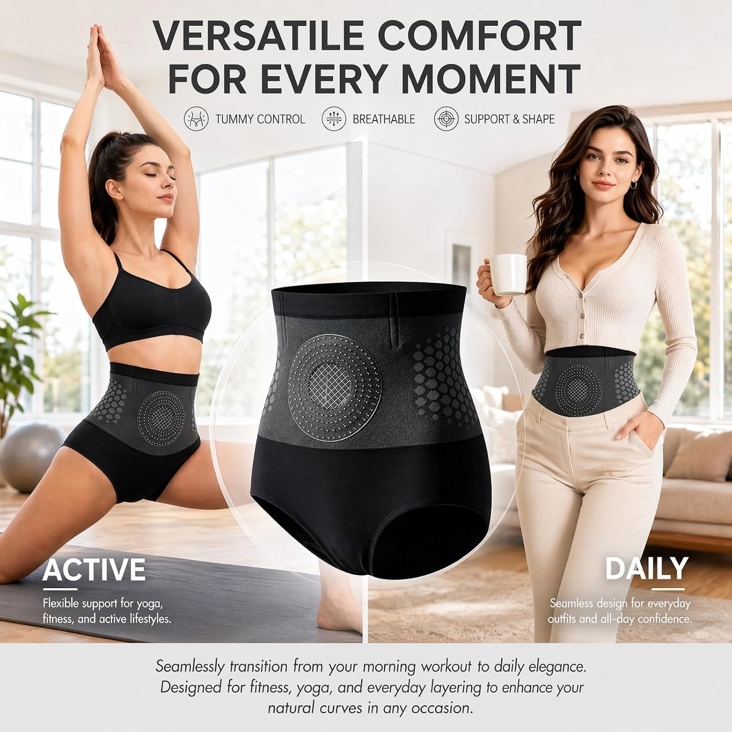 Moringa 4-in-1 Micro-Particle Sculpting Fat-Burn Shorts, Thermogenic Fat-Burning Sculpting Shorts, High Waisted Shapewear Butt Lifting Short Tummy Control Firming and Shaping Pants for Yoga Gym(L)