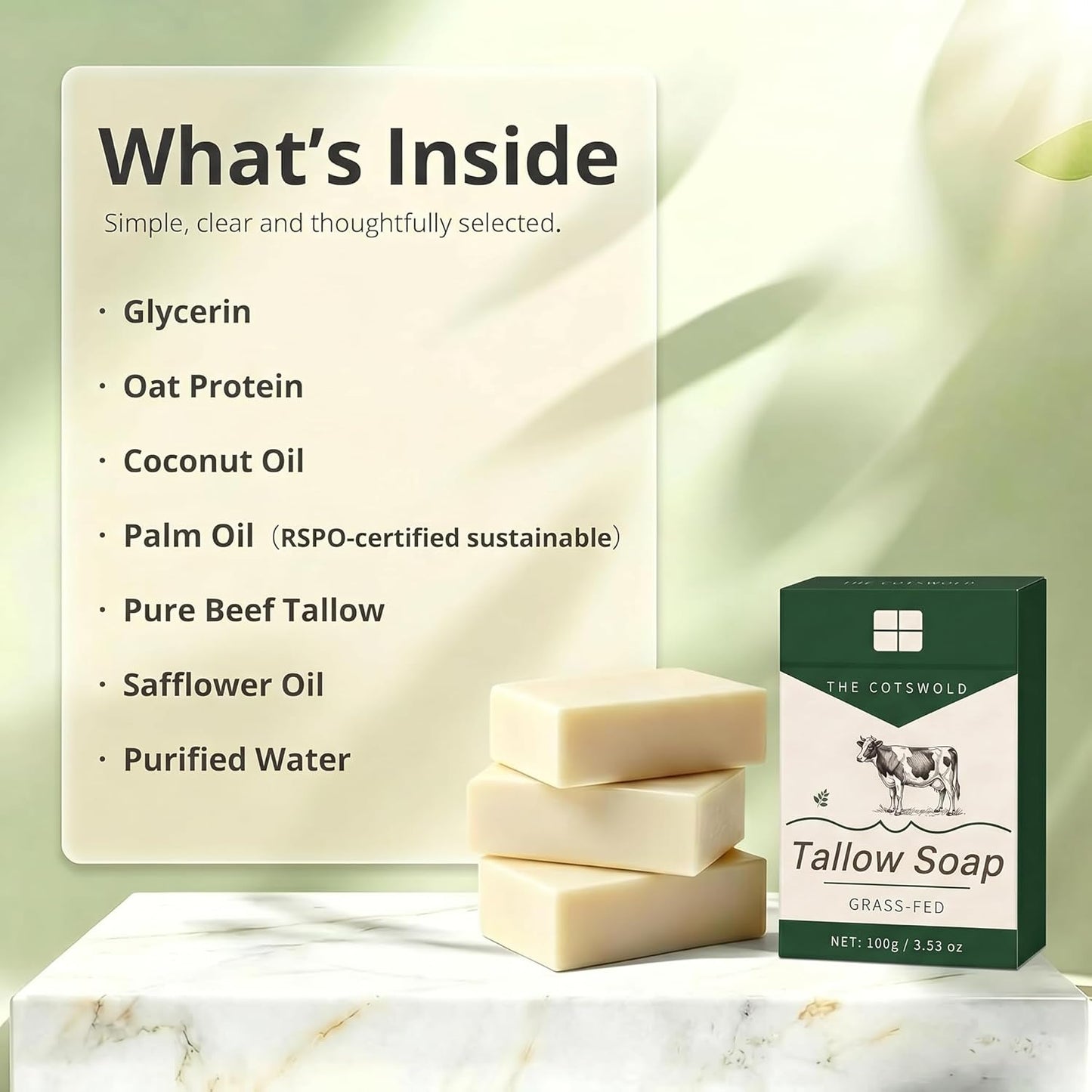 Tallow Soap 3 x 100G Multipack โ Natural Soap for Skin, Body, Hair & Shaving โ Nourishing, Moisturising & Natural โ 100% Toxin-Free