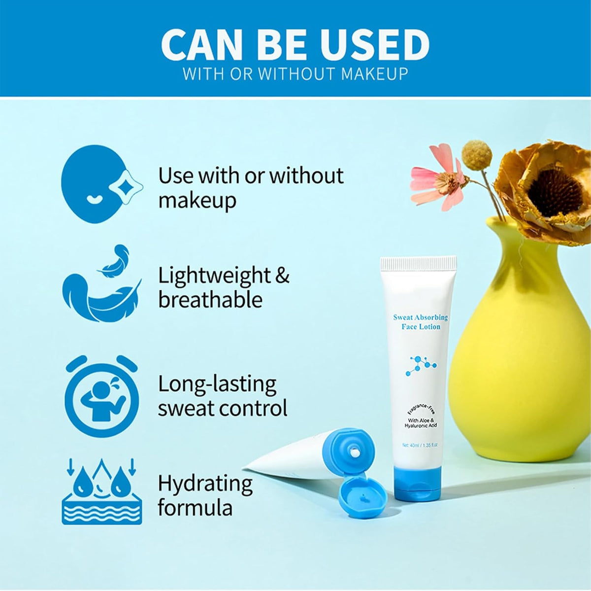 Sweat Absorbing Face Lotion, Face Discourage Sweat, Antiperspirant and Oil Control Lotion for Face, Skin Natural Deodorant Antiperspirants-Helps to Combat Excessive Sweating with Odor Control