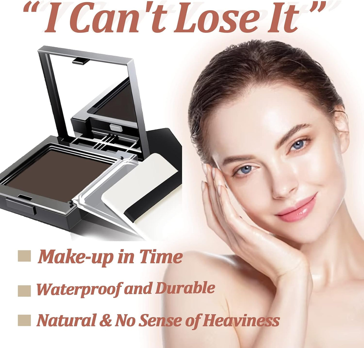 OKAQEE Instantly Hairline Shadow - Powder Quick Cover Grey Hair in Regrowth Treatments Windproof Sweatproof Touch-Up for Root Concealer Long Lasting with Mirror & Puff ((Dark brown)), Pack of 1