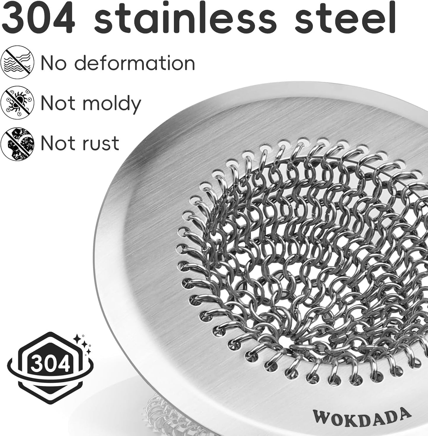 WOKDADA Shower Drain Cover, Fast Drainage Hair Catcher for Shower Drain, Reversible 304 Stainless Steel Drain Protector, Fits Shower, Bathtub, Pop-Up & Regular Bathroom Drains(Patented Product)