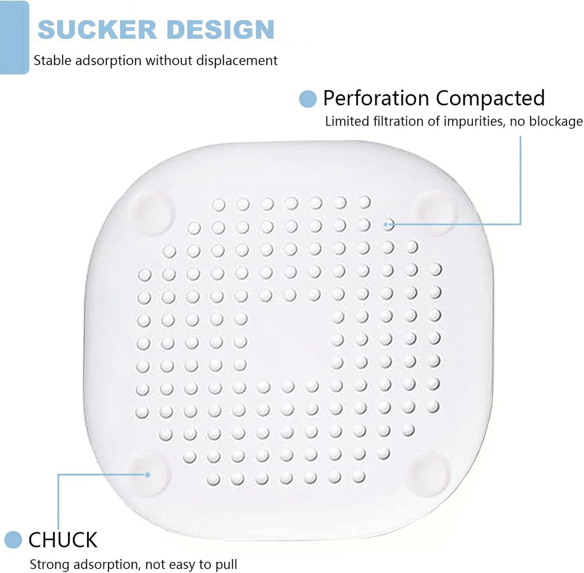 Silicone Drain Protector with Sucker - 4 Pcs | Drain Cover Hair/Food Catcher with Sucker for Bathroom, Kitchen, Shower, Sink Strainer Drain Protector hair catcher (White + Grey)