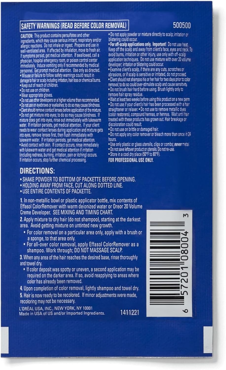 L’OREAL Effasol Color Remover 0.86oz/22.11g (Quantity: 1 Application)