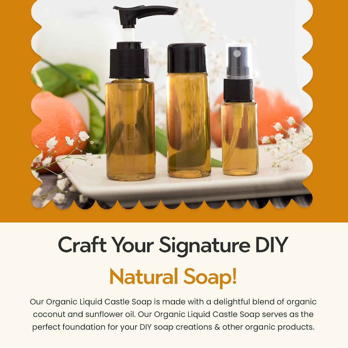 Freshskin Beauty LTD | 1 Litre Organic Liquid Castile Soap (1000ml) - All-Natural Unscented Liquid Soap - Pure SLS SLES Free - Vegan Friendly - 100% Organic