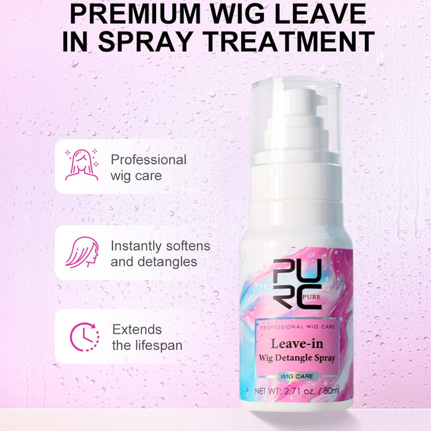 Wig Hair Spray Leave-In Conditioner - Moisturizing & Hydrating Detangler for Synthetic Hair - 80ml