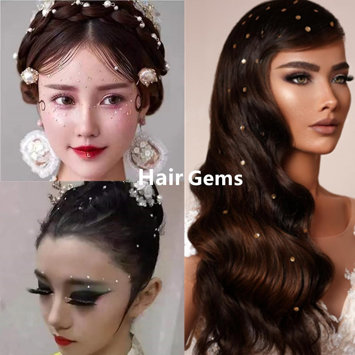 Go Ho 423 Pieces Self Adhesive Face Hair Gems Rhinestones,Body Glitter Eye Gems Diamonds Rhinestones Crystals Hair Jewels Stick on Face Jewels for Festival