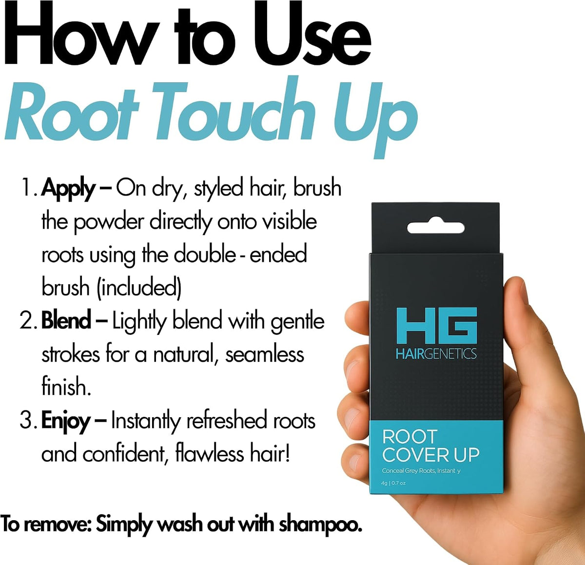 Hair Genetics Root Cover Up Dark Brown, Hide Your Grey Roots and Bald Spots Quickly and Easily, Natural Looking Root Touch Up Powder Defines and Fills in Eyebrows (Dark Brown)…