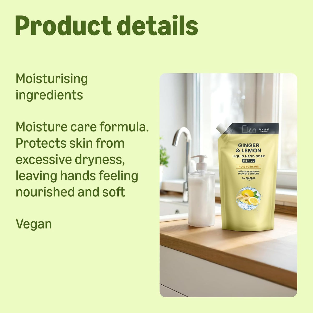 by Amazon Ginger & Lemon Hand Soap Refill, 2 x1000ml
