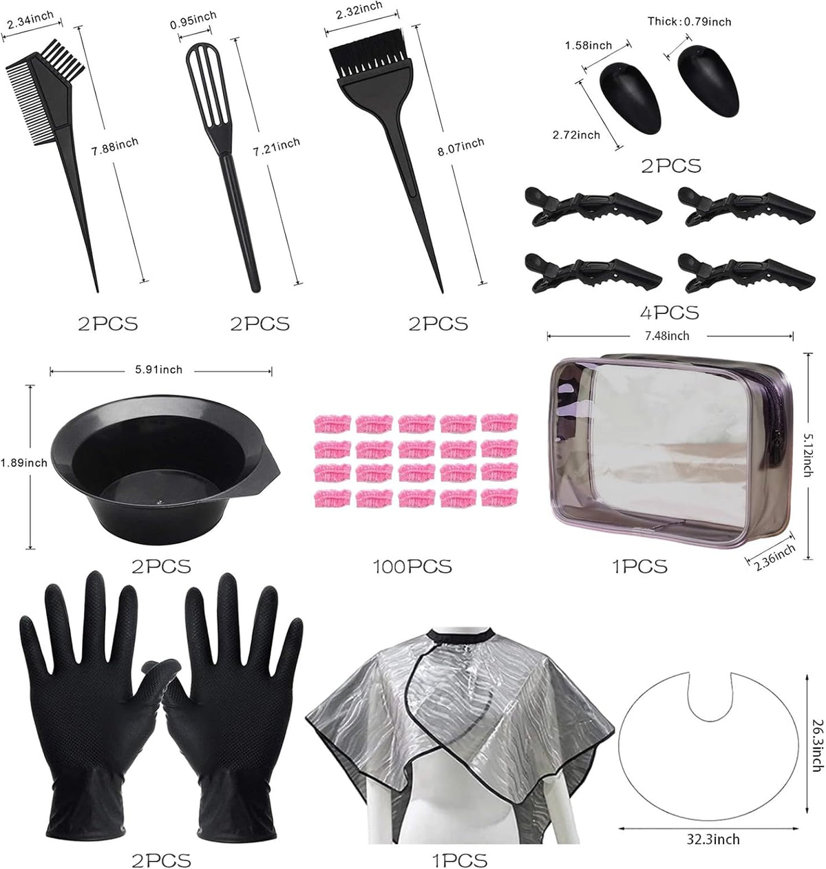 29 Pcs Tools for Hair Colouring Kit, Hair Dying Tools Kit, DIY Beauty Salon Hair Bleaching Tools Kit, for Men Women - Includes Hair Tinting Bowl, Hair Dye Brush, Ear Cover, Hair Dye Gloves, Hair Clips