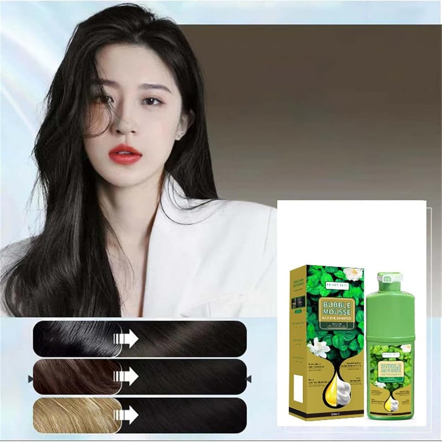 Long-Lasting Plant-Based Foam Hair Dye, Bubble Hair Dye Shampoo, Quick-Acting Bubble Hairs Dyes, Pure Plant Extract for Grey Hair Color Bubble Dyes, Easy to Operate (Black)