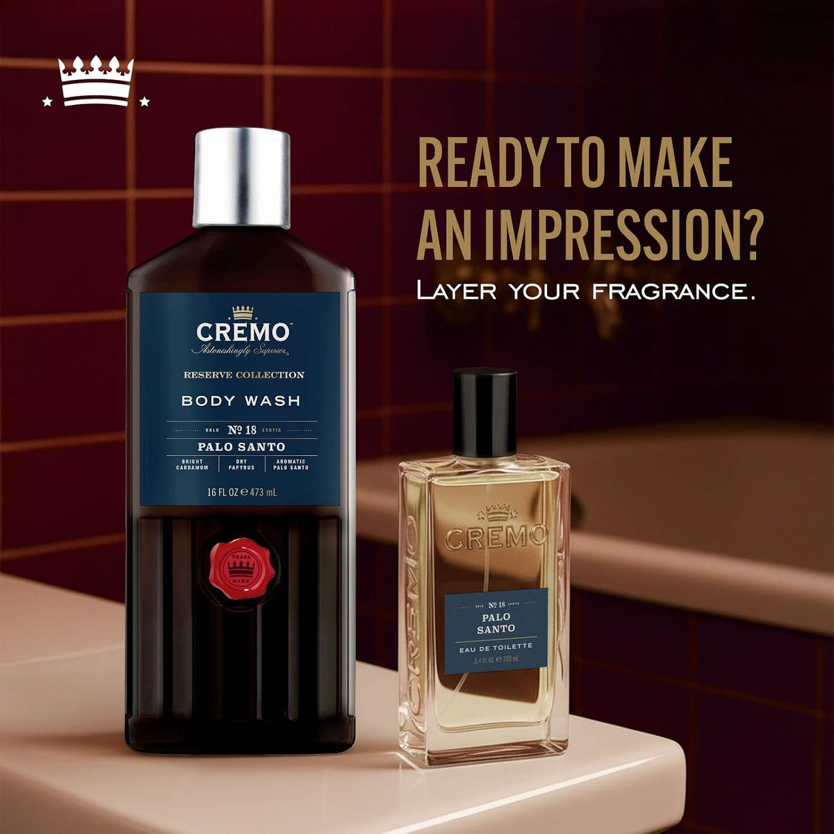 Cremo Reserve Collection Body Wash, Men's Shower Gel for Body Skin Care, Palo Santo Luxury Fragrance, 473 ml