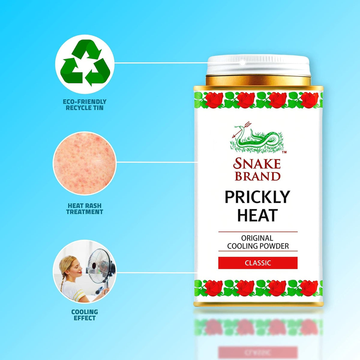 Snake Brand Prickly Heat Cooling Powder, 2-Pack (Classic, 140g)