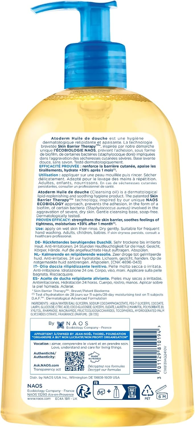 Bioderma Atoderm Shower Oil Body Wash for very Dry skin prone to Eczema - 500ml