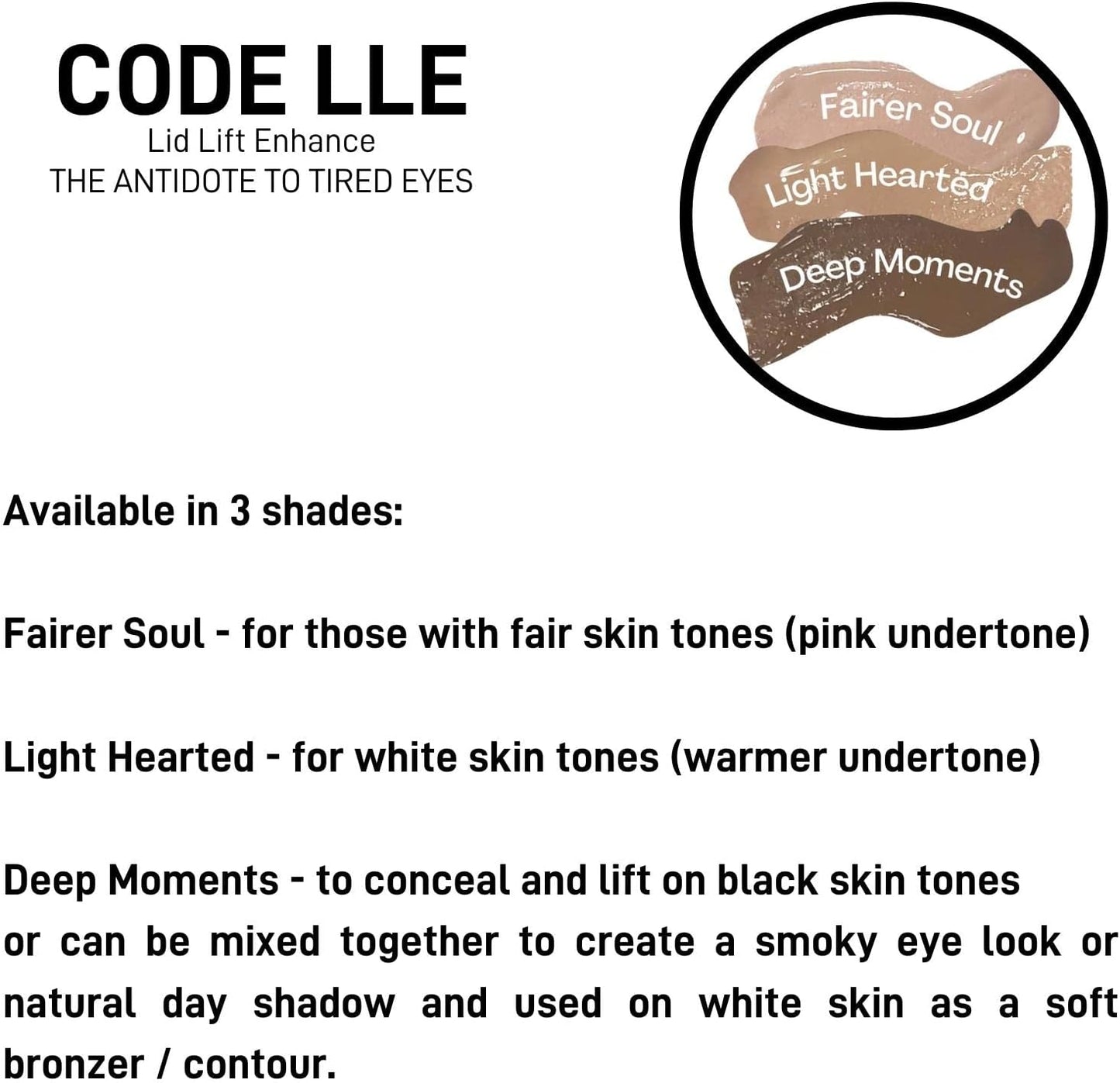 CODE Beautiful Eye Primer and Under Eye Concealer | Eye concealers | Eyeshadow Primer | Eye Lift - The Antidote To Tired Eyes | Vegan & Cruelty Free | LLE Lid Lift Enhance (Fairer Soul)