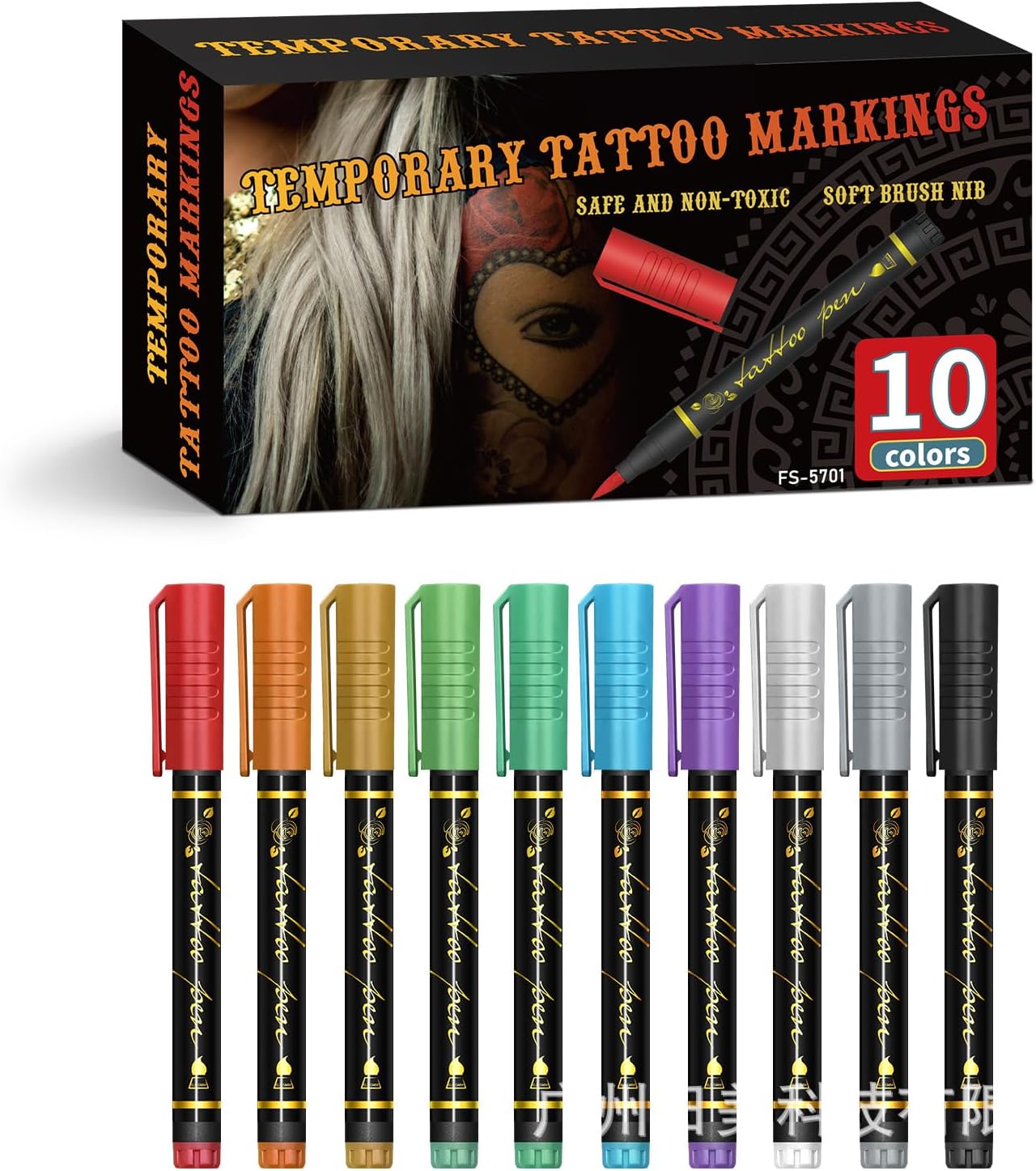 10 colours Temporary Tattoo Markers for Skin,Tattoo Pen Kit, Body Markers for Kids and Adults Art Marker Pens for Kids and Adults Party Festival Dress Up