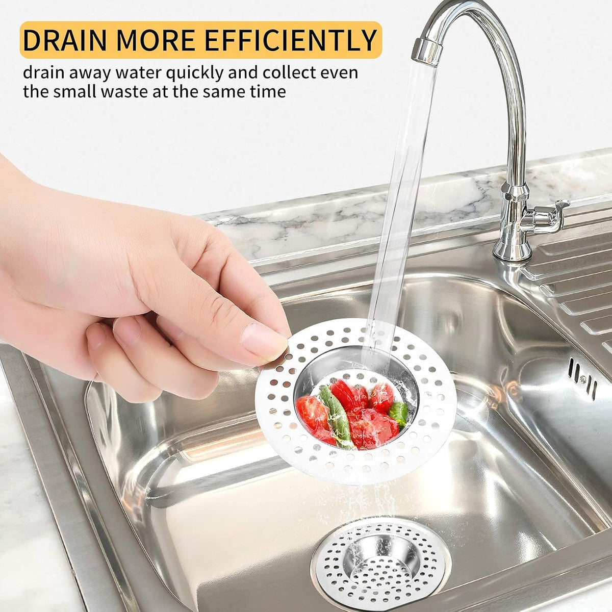 (Set of 2) Stainless Steel Kitchen Sink Strainer Plug, Standard Strainer Drain Protector for Bathroom/Kitchen, Hair Catcher for Bathtub/Shower 3 inches 7.5 cm by Tomario(Model-2)
