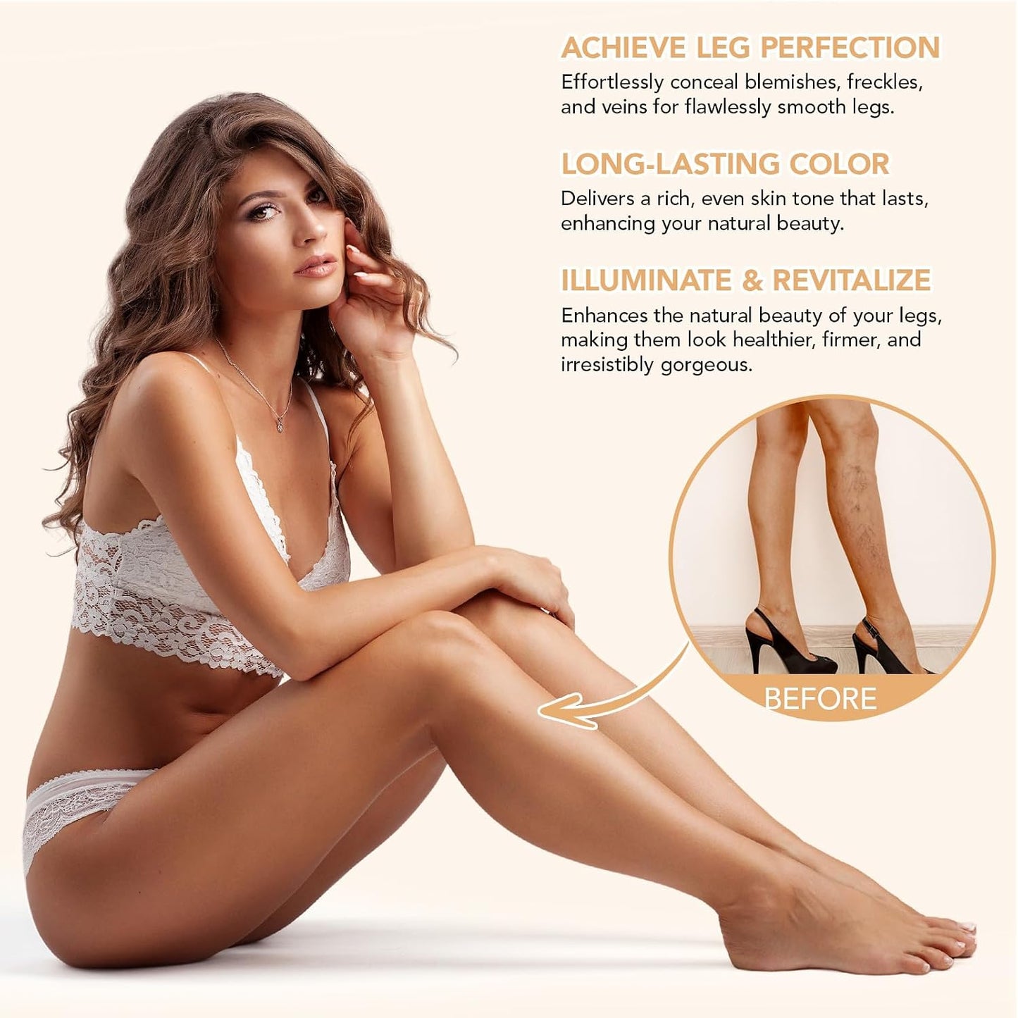 Body Coverage Perfector - Leg Makeup Waterproof No Transfer - Tattoo Cover up Makeup and Brush - Long Last Body Foundation for Flawless Skin, Water-Resistant, 74ML