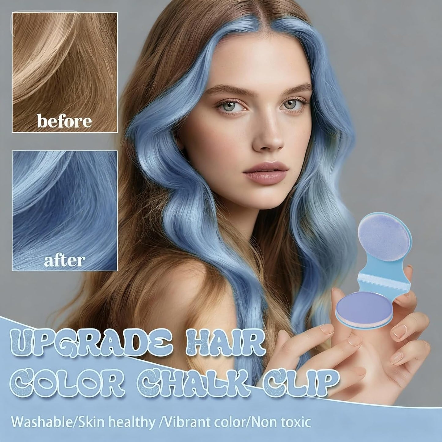 Hair Chalk 3 Color,Red Blue Purple Temporary Hair Dye Powder, Coloured Hair Spray Wash Out Hair Coloring Gifts for Birthday Party, Christmas, Cosplay