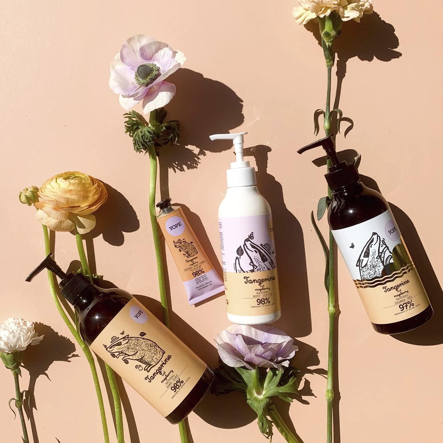 YOPE Natural Hand Wash | Tangerine Extract | Provitamin B5 | Neutral pH | Moisturising | Soothing | Tangerine and Raspberry 500 ml