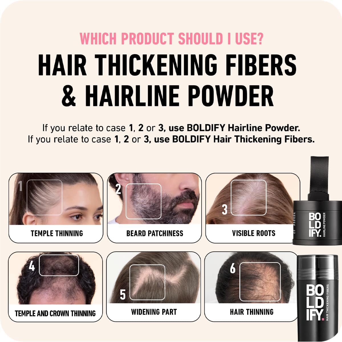 BOLDIFY Hair Fibers - Fill In Thinning and Fine Hair for an Instantly Fuller, Thicker Look - 14 Shades for Women & Men