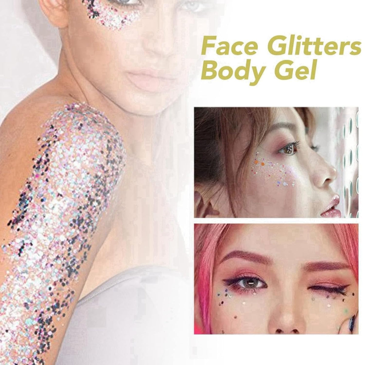 2pcs Body Glitter Glue - Long Lasting Face & Body Glue For Festivals, Cosplay & Beach Parties