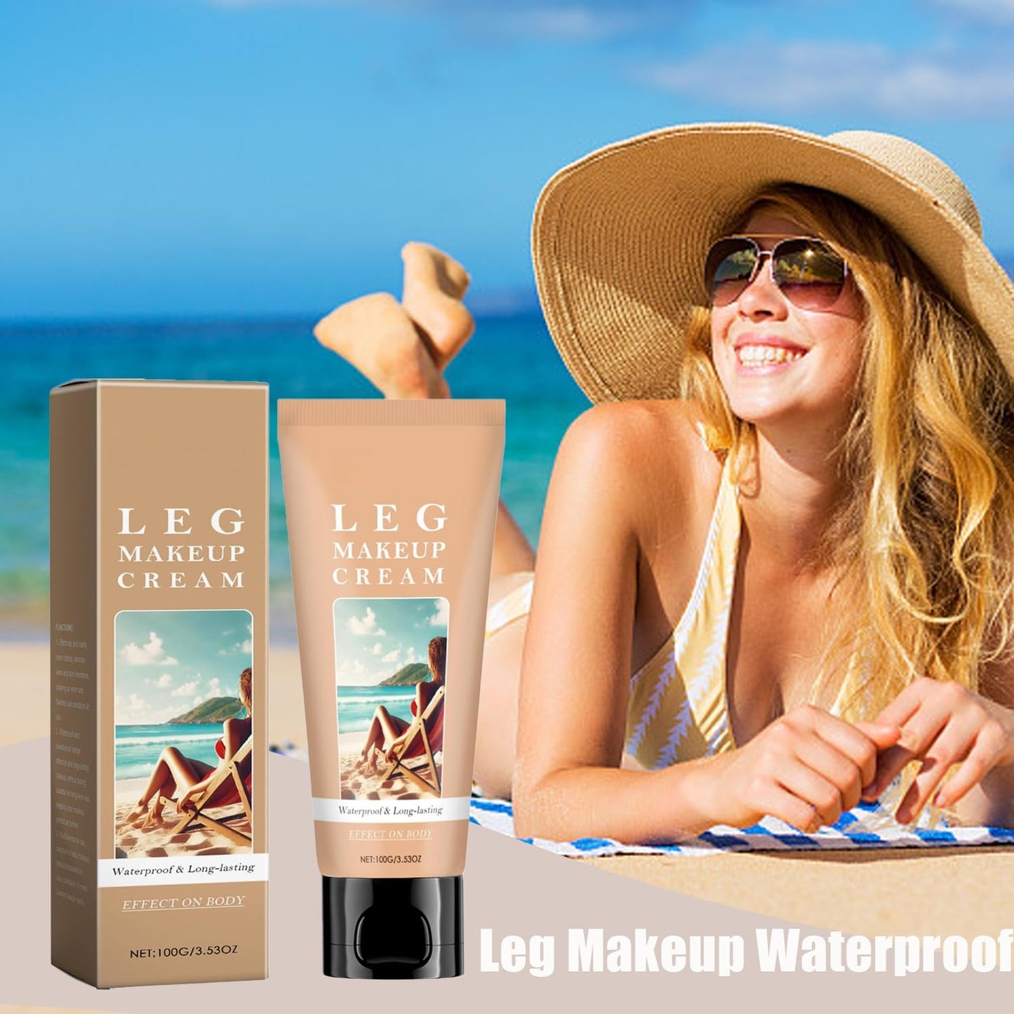 Body Coverage Perfector Waterproof, Leg Makeup Waterproof No Transfer, Tattoo Cover Up Cream, All Over Complexion Perfector with Extra Large Body Makeup Brush, Long Lasting Moisturizing Concealer