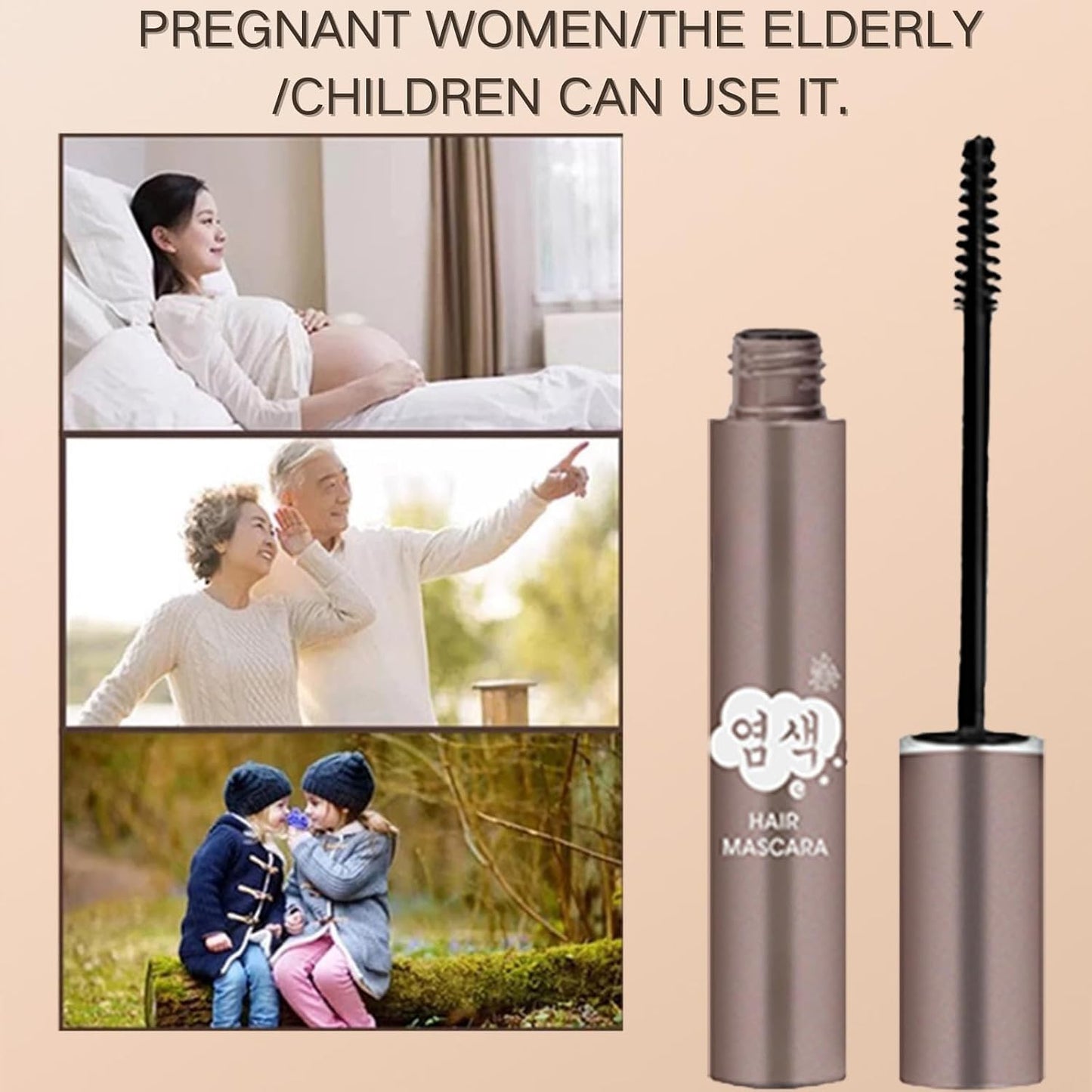 hair Root Colour Touch Up - Grey Cover Up - Semi-Permanent Hair Mascara - Waterproof Long Lasting - Beard (02 Dark Brown, 14ml)