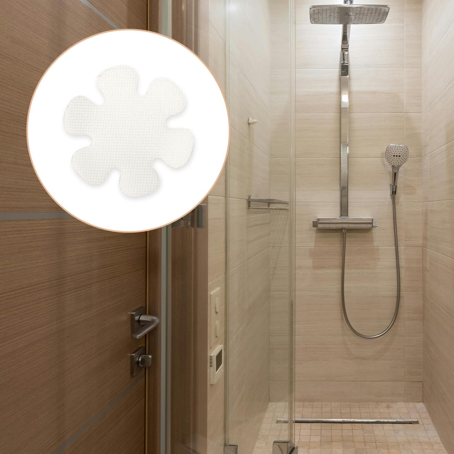 Luckious 20PCS Non-Slip Flower Shape Shower Stickers - Flower Shape Anti-Slip Grip Stickers for Bathtub, Kitchen Flooring, Safety Tape for Bath Shower (8CM)