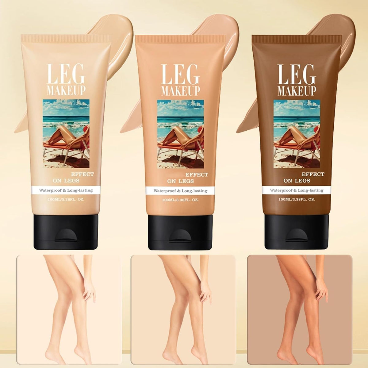 Leg Makeup Body Coverage Perfector, Body Perfector Cream and Brush, Waterproof Tattoo Cover Up Cream, Medium Glow, 100ml, Long-lasting (02- Medium Glow)