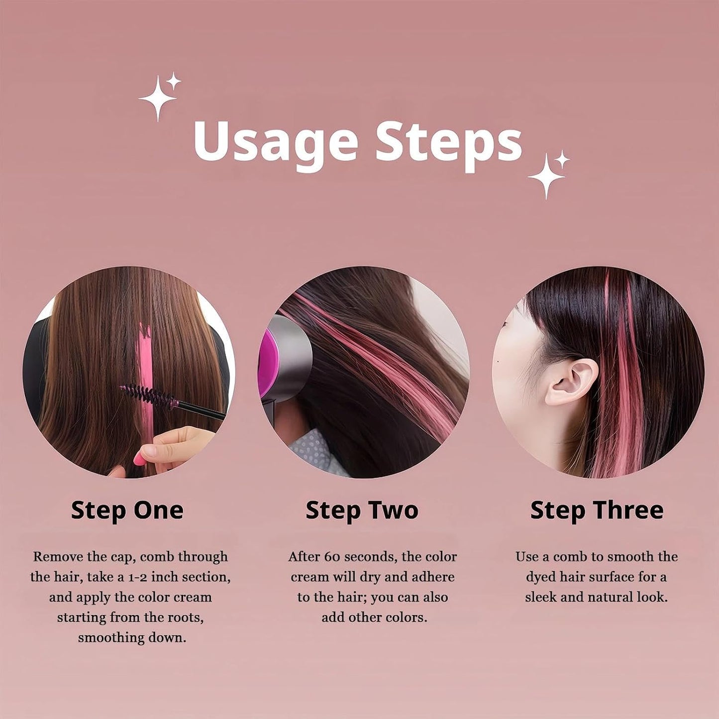 Temporary Hair Dye & Colour Spray Set - 3PCS Wash Out Hair Dye with Mascara & Hairspray - Washable in Blue, Purple, Pink for Parties & Play