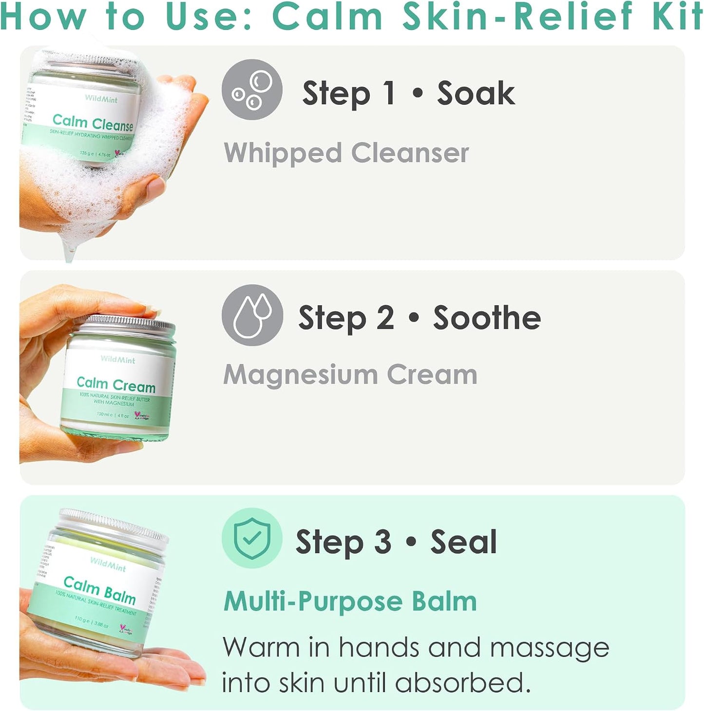 WildMint Calm Balm 100% Natural Relief Treatment for Sore, Itchy & Dry Skin | Intensive Shea Butter Moisturiser Suitable for Baby with Sensitive Skin Prone to Eczema, Redness & Irritation | 120ml