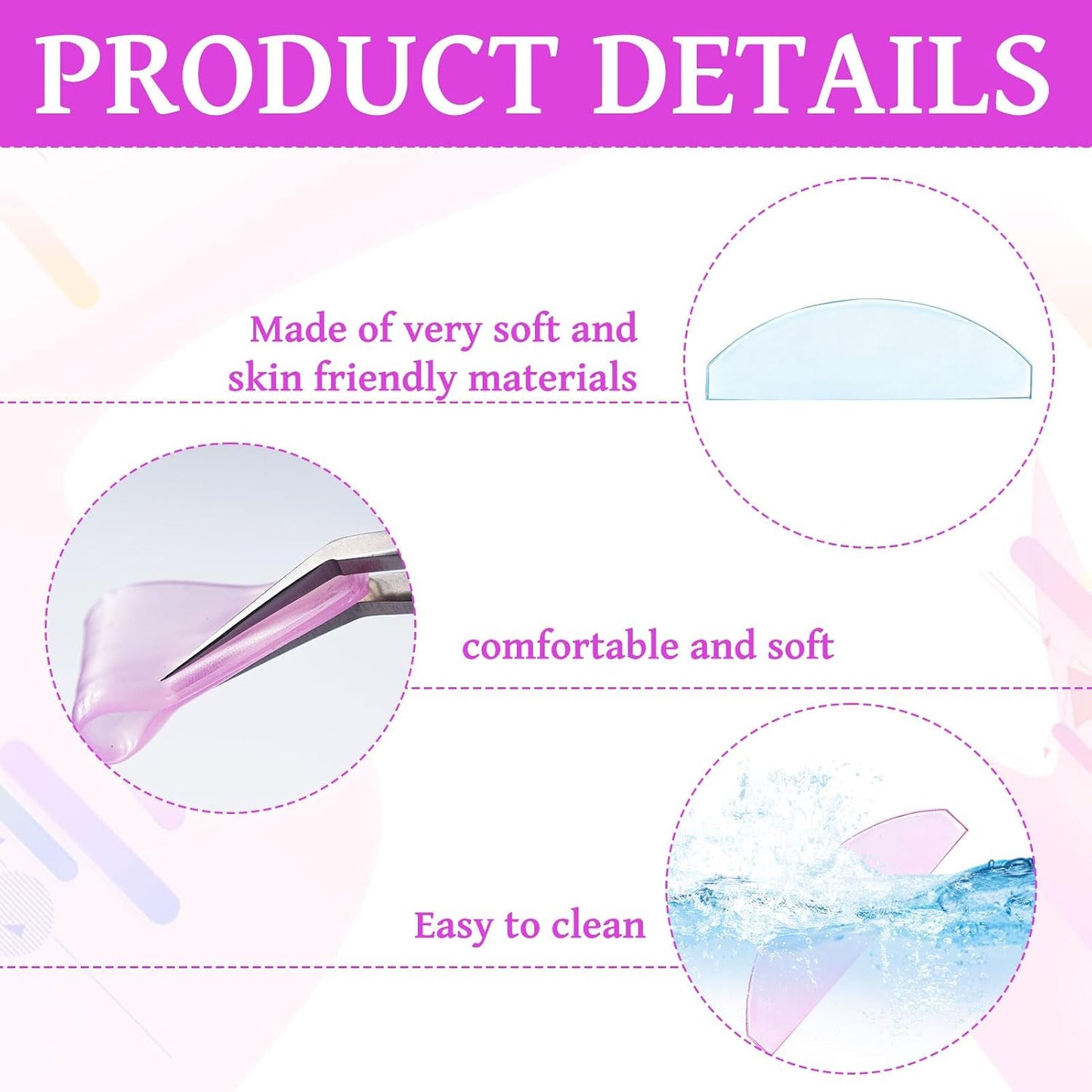 Korean Lash Lift Shields Flat, 4pcs Lashes Lifts Pads, Glueless Lash Lift Shields for Softening Lashes, Ultra-Thin Adhesive Design, Reusable(Light Pink and Blue)