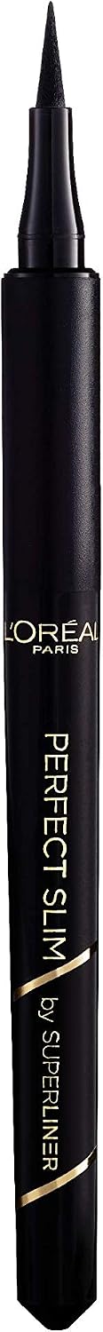 L'Oréal Paris Eyeliner with precise felt tip for the perfect eyeliner and irresistible eye make-up, super liner, perfect slim, no. 1 intense black, pack of 1