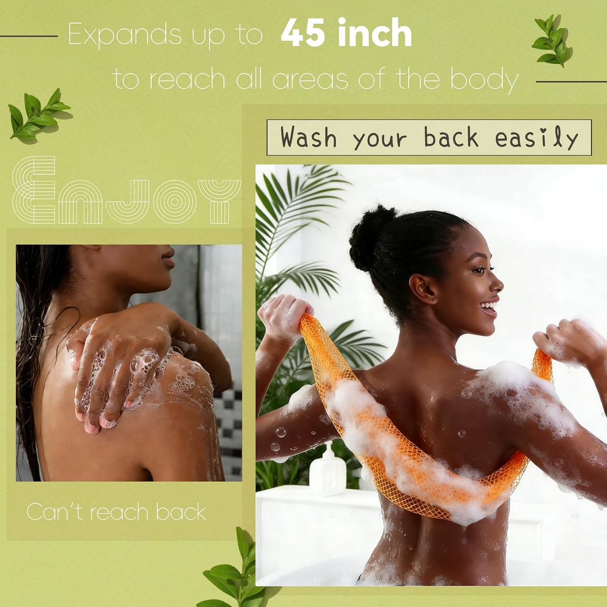 African Net Sponge, 3 Pieces African Exfoliating Net Sponge Authentic Body Back Scrubber Effective Exfoliating Washcloth for Shower Bath All Types Skin Daily (Purple+Pink+Olive Green)