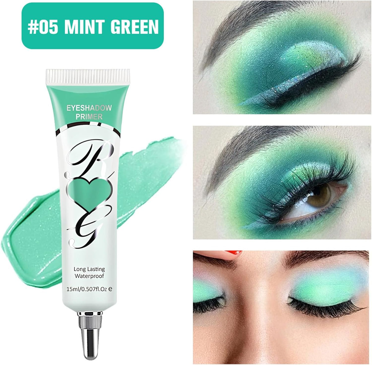 Eyeshadow Primer, Pigment Base Eyeshadow Primer, Smooths Imperfections, Ultra-Creamy Eye Base Lightweight Long Lasting Eye Primer, Intensifies Liquid & Powder Colour, 15ml (# mint green)