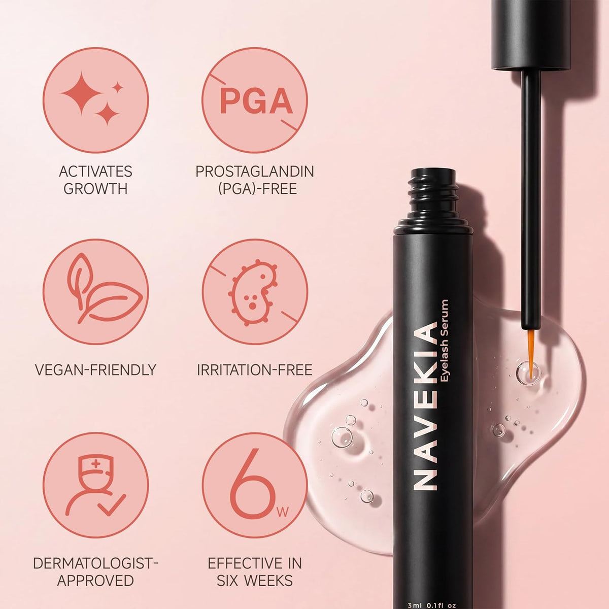 Premium Lash Serum 2026 – M 3ml – 2 Key Peptides + Bio-Enzyme – Science‑Backed for Length & Density – Easy Application, Long‑Lasting – Sensitive Eyes – Vegan, Cruelty‑Free, Hormone‑Free