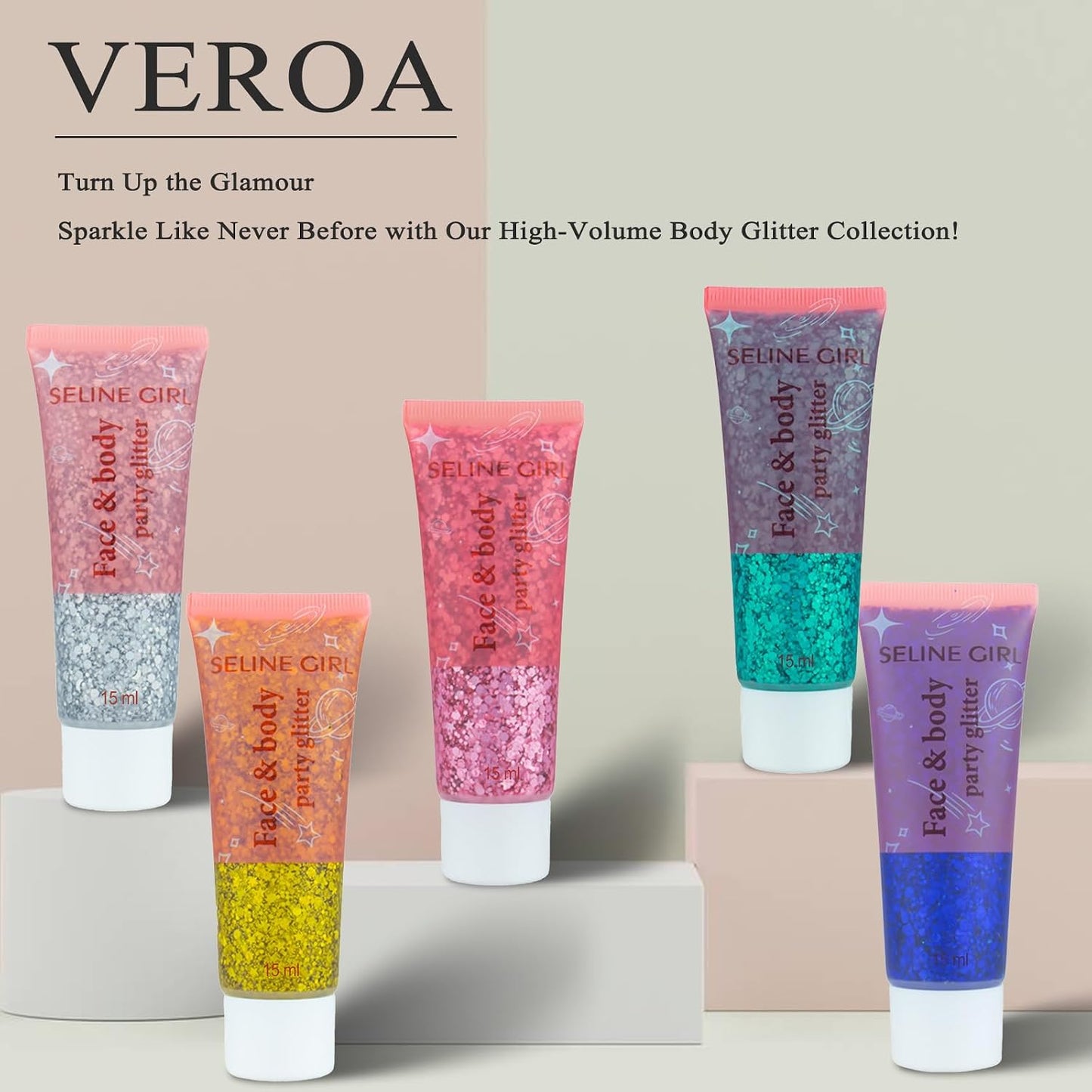 5Pcs Face Chunky Glitter Gel,75ml Mermaid Sequins for Body & Hair & Face & Eye & Lip Festival Holographic Glitter for Party Show Nightclub Art Festival Makeup Decoration,Vegan, Cruelty-Free