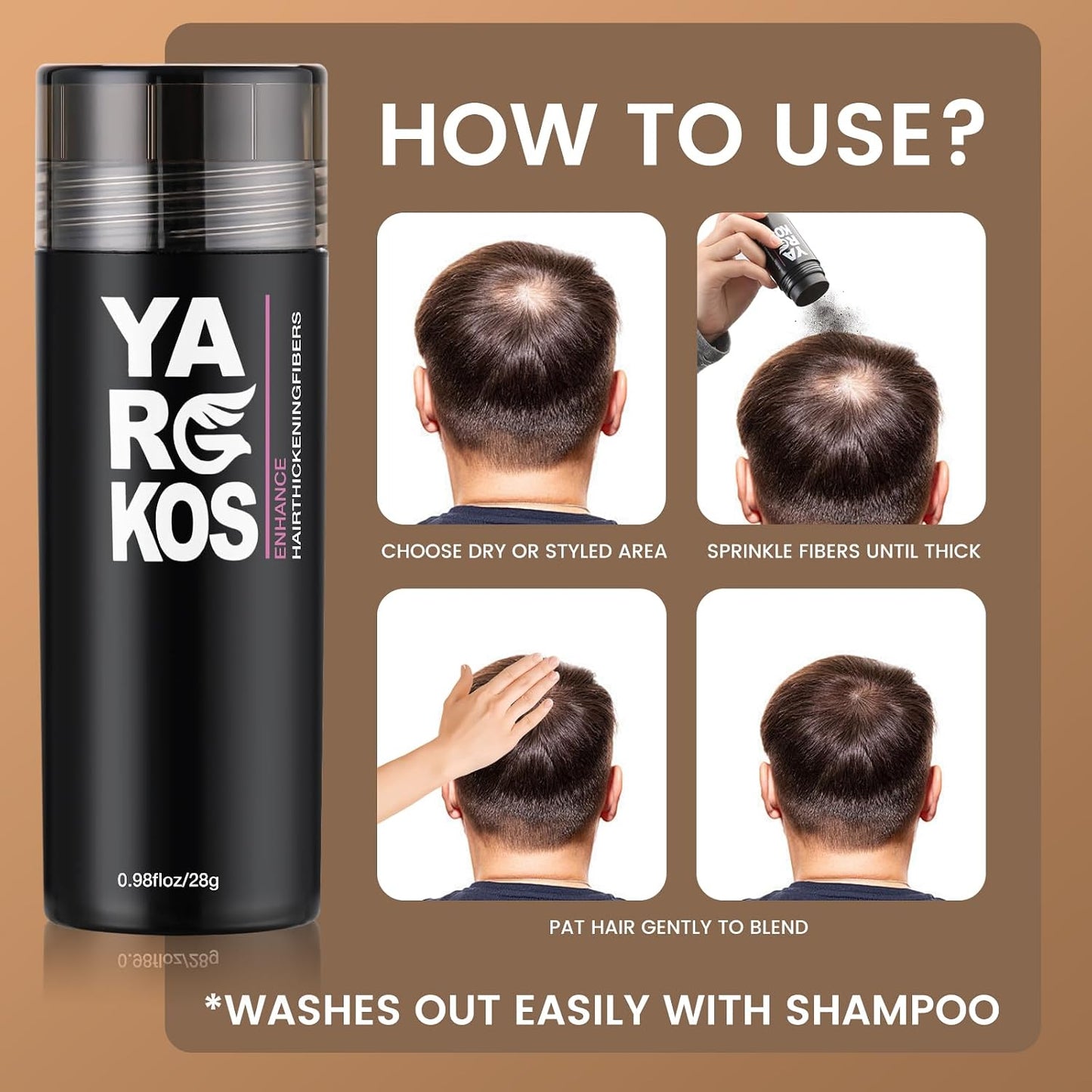 Hair Fibres for Thin Hair or for Filling Fine Hair, Hair Fibres (28 g) for Men and Women, Hair Powder for Immediately Thicker, Fuller Look - Grey