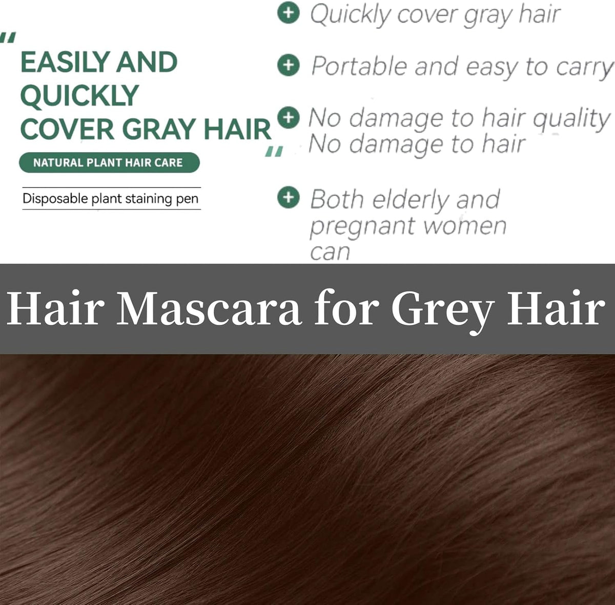 BigyQiu Root Touch Up Light Brown, Hair Mascara For Grey Hair, Water-Resistant Root Concealer