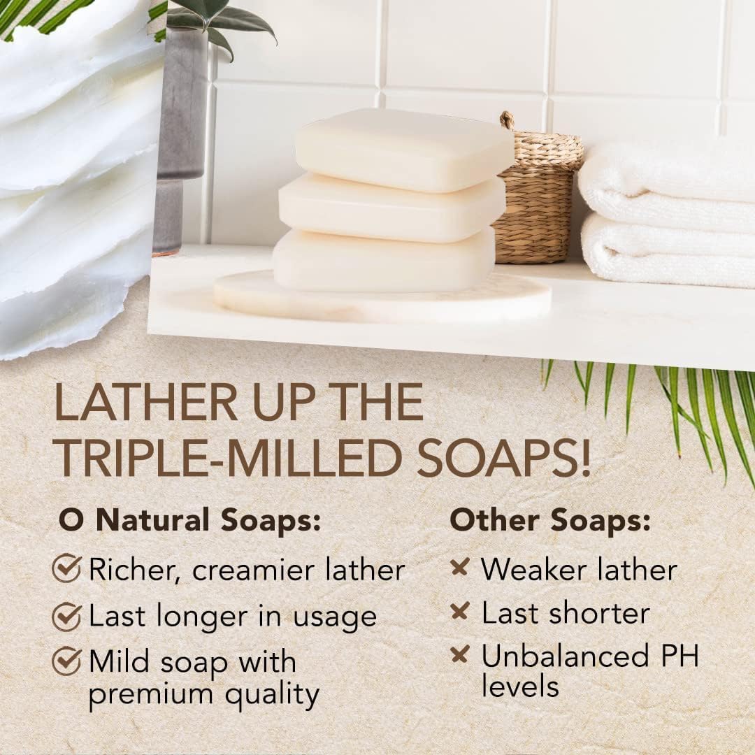 O Naturals Organic Soap Bar Set – Natural Bath & Body Soap Bars for Women & Men, Moisturizing Face and Body Bath Gift Collection, 3 Pack (Coconut and Shea Butter)