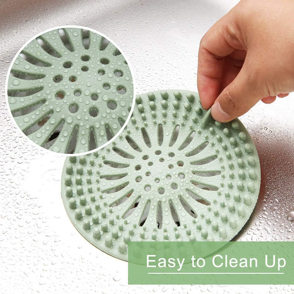 Gotega 5 Pcs Hair Catcher Shower Drain Covers Protector Silicone Bathtub Hair Stopper Easy to Install and Clean Suit for Bathroom Tub Shower and Sink