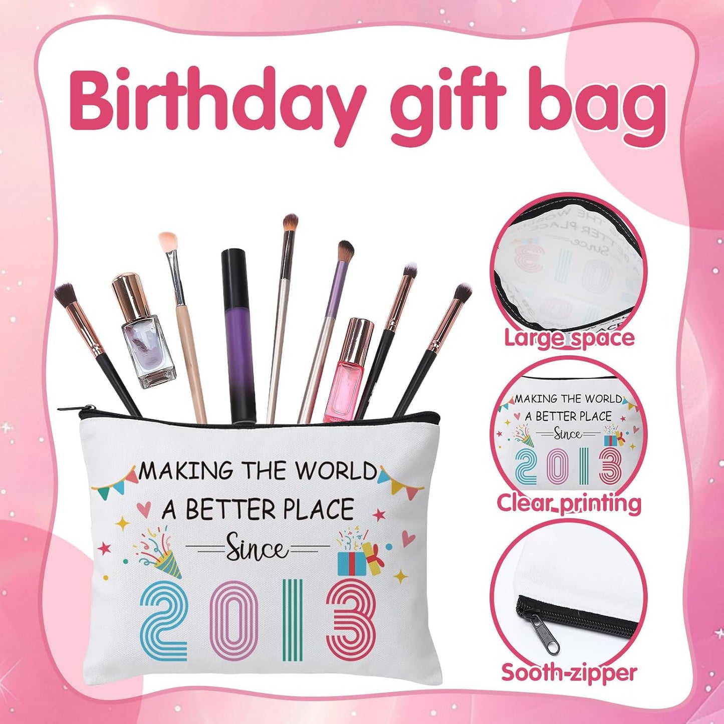ViEinkaufen 13th Birthday Gifts for Girls,Makeup Bag Keyring Bracelet Socks | Birthday Presents for 13 Year Old Girls,Teenager Gifts for Daughter Sister Niece Granddaughter