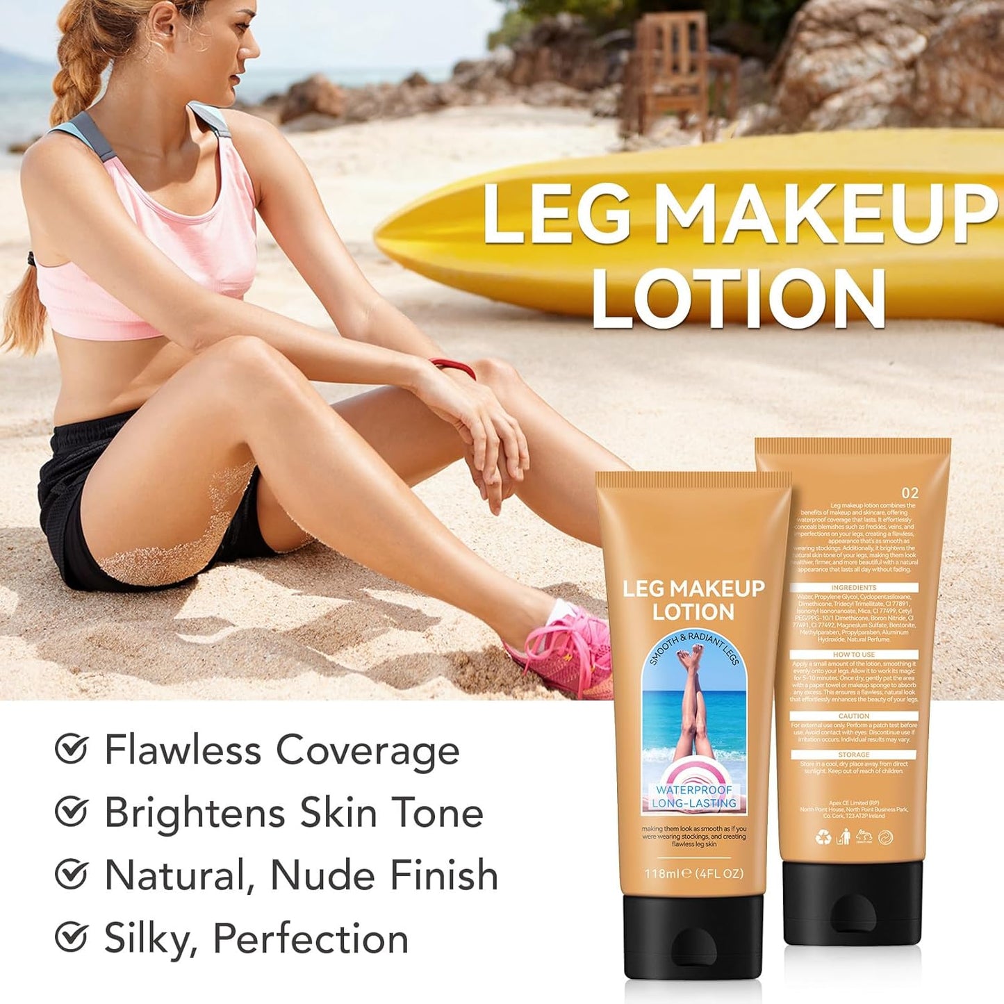 Leg Makeup Waterproof, Full Coverage Body Concealer for Legs, Tattoo Cover Up Makeup, Medium Glow