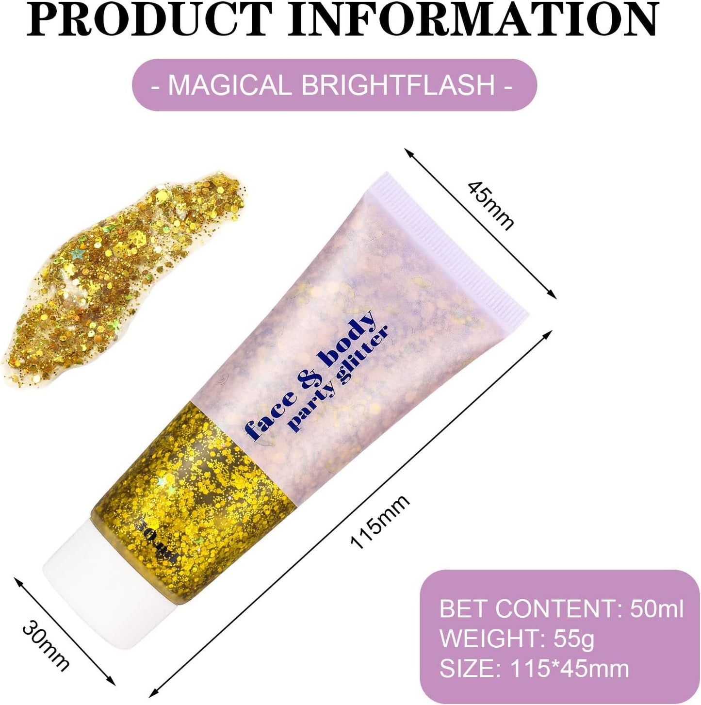 Dacitiery 3Pcs Body Glitter Gel, 50 ml Mermaid Sequins Sparkling Liquid Eyeshadow Sequins Glitter for Face Body Eye Hair Nail DIY Art Festival Party Makeup Decoration