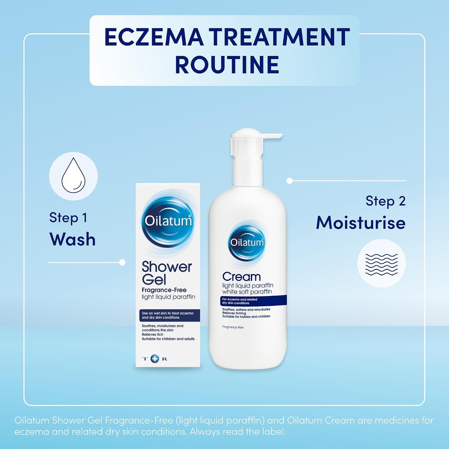 Oilatum Emollient Cream for Eczema, Psoriasis and Dry Skin Conditions, Soothing Formula for Sensitive Skin, Hydrating Relief for Itchy, Irritated Skin, Dermatologist Recommended, 1 x 500ml