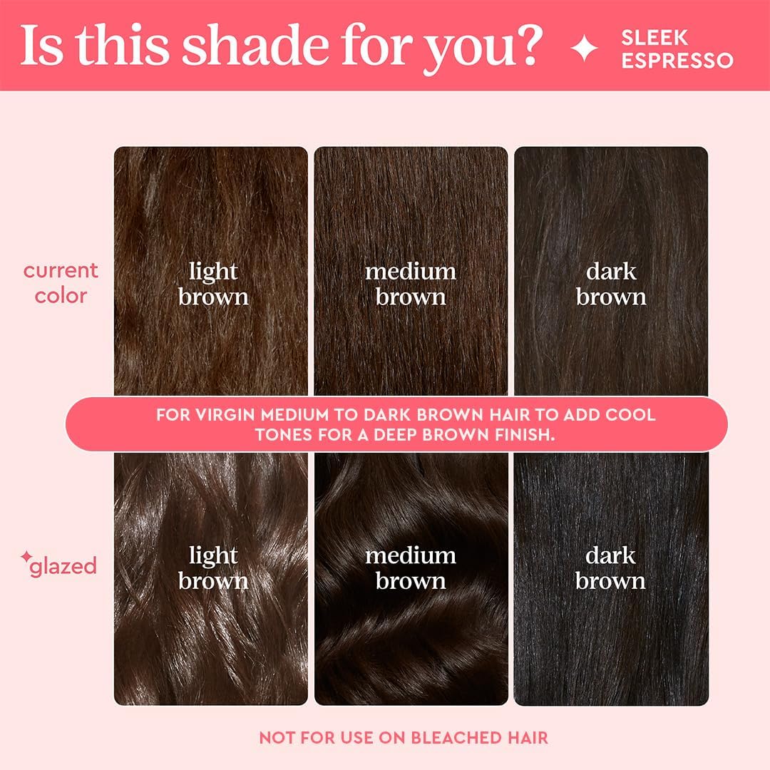 Glaze Supergloss Color Conditioning Gloss – Hydrating Semi-Permanent Colour Hair Gloss & Shine Boost – For Natural, Unbleached Dark Brown Hair – 190ml - Sleek Espresso
