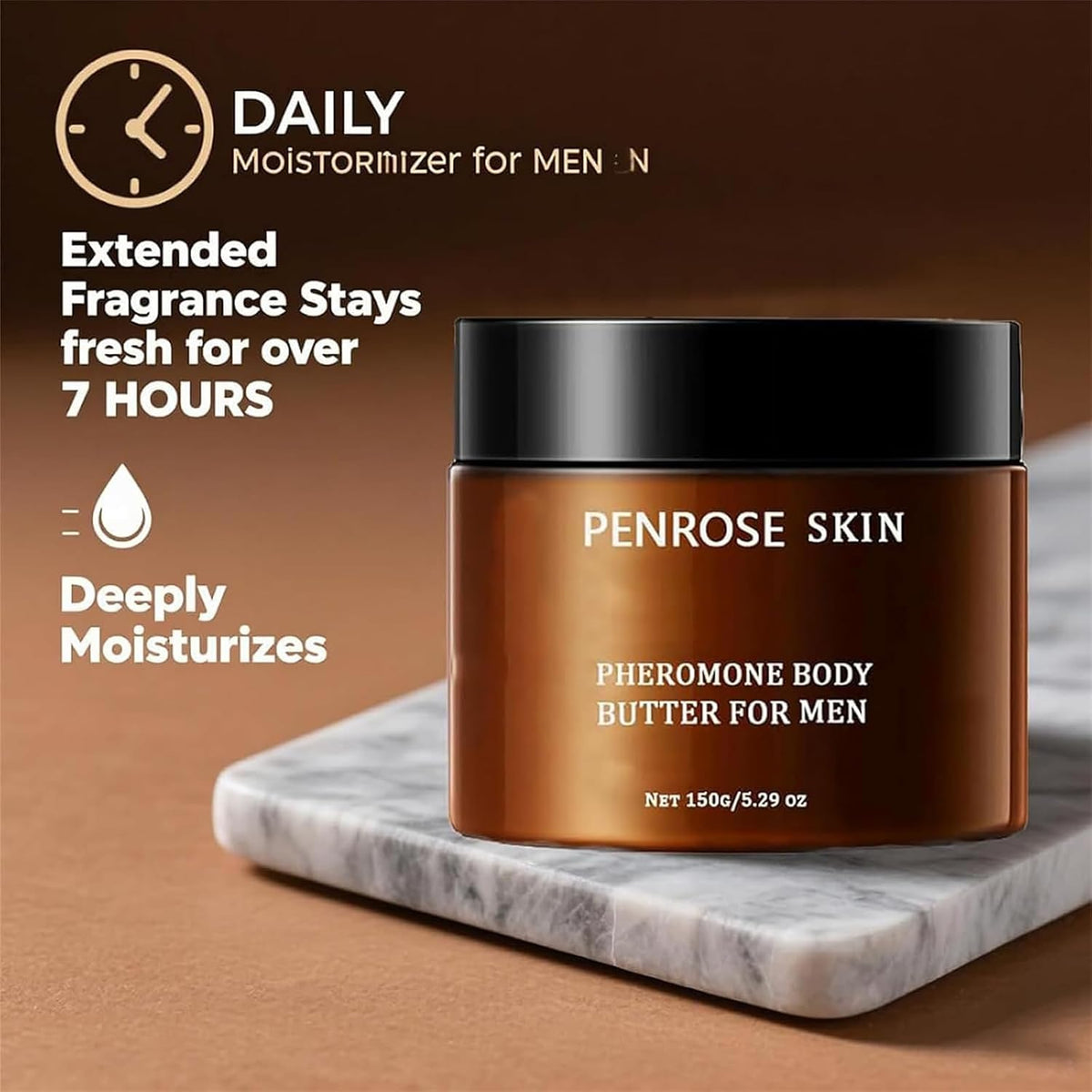 Penrose Skin Pheromone Body Butter for Men, Cologne-Infused Moisturizer & Scent Balm, Long-Lasting Hydration & Attractive Fragrance, Non-stick, Alcohol-Free, for Dry & Sensitive Skin (2pcs)