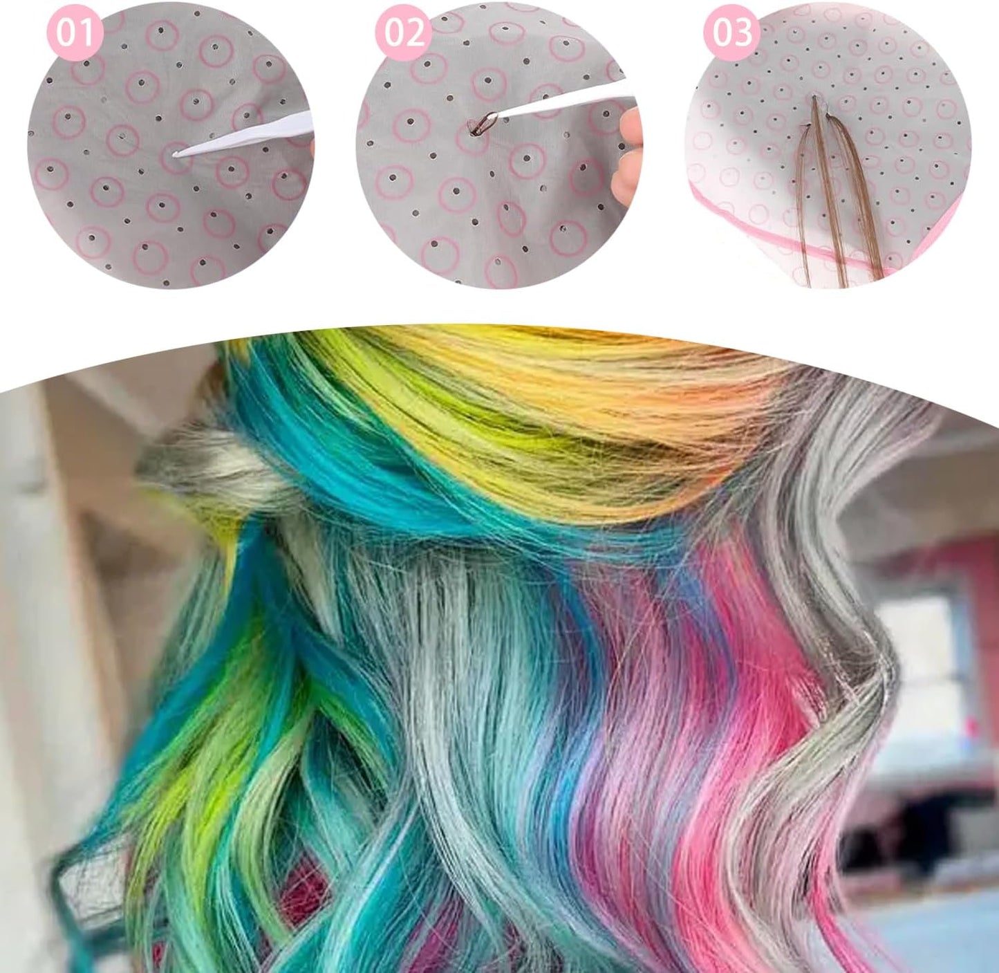 Highlighting Cap Highlight Cap Hair Highlighting Kit Coloring Hair Highlight Cap and Hook Kit Bleach Cap with Hair Coloring Brush for Dyeing Salon Home Use